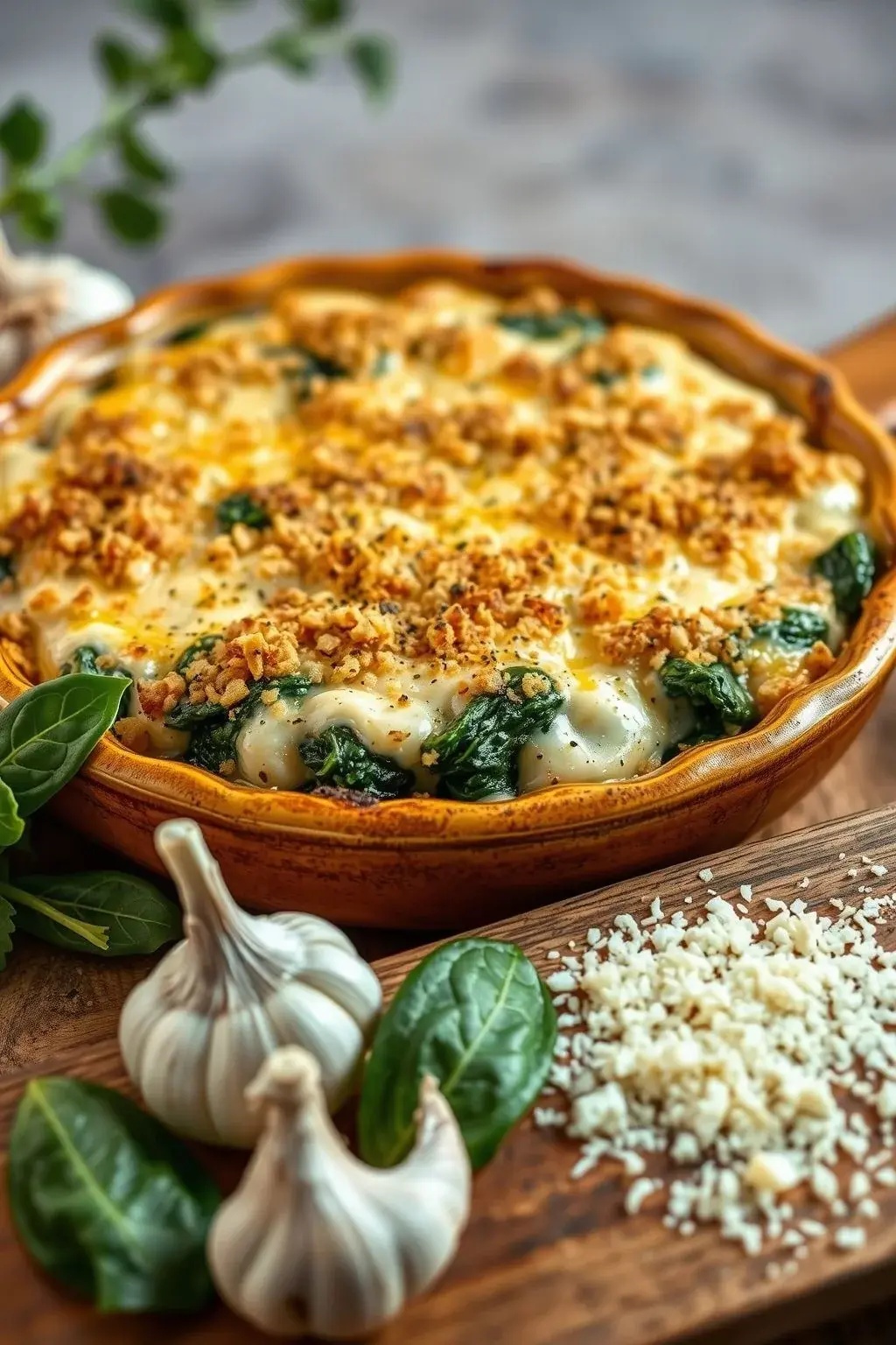 Garlic-Infused Spinach Delight with a Crunch - Get your taste buds ready for a flavor explosion with garlic that kisses your palate and a crunchy topping that screams ‘I’m fancy!’ This gratin is not just a side dish; it’s an experience that will have your guests engaged in passionate debates about how to pronounce ‘gratin’.