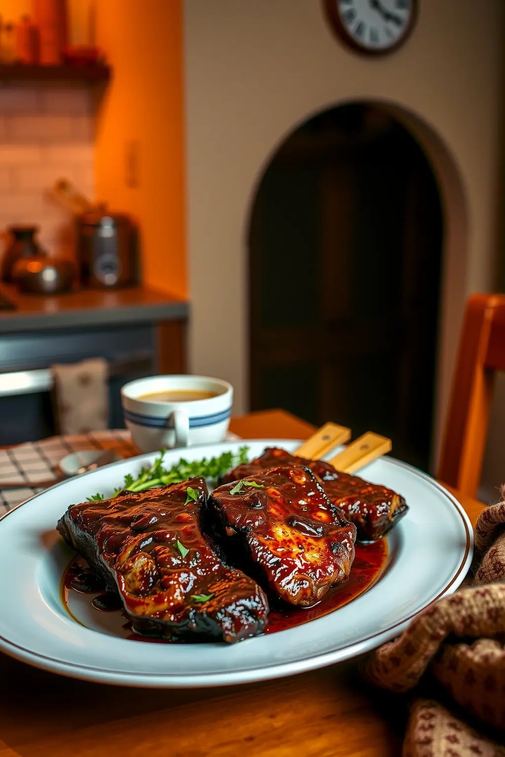 Cocoa-Coffee Braised Ribs - A deep, complex flavor profile unfolds with every bite. The combination of dark cocoa and robust coffee creates a savory experience that redefines BBQ.