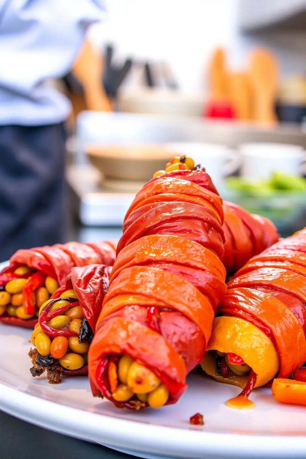 Crescent Wrapped Creepers - Elevate your spooky snacking with Crescent Wrapped Creepers! These delightful twists on traditional mummy dogs feature a hint of sriracha in the crescent dough, delivering a playful kick that will raise your taste buds from the dead.