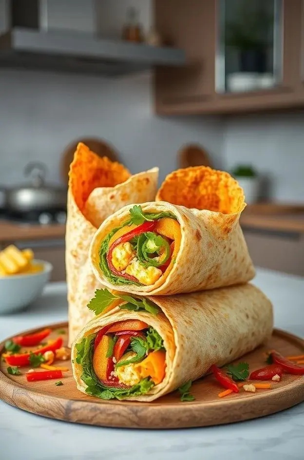 Crisp Confetti Wraps - A celebration of seasonal veggies, these wraps come alive with the crunch of bell peppers, carrots, and cabbage, all draped in a tangy miso-honey drizzle. Each bite bursts with freshness, inviting you to revel in the joy of nature's palette.