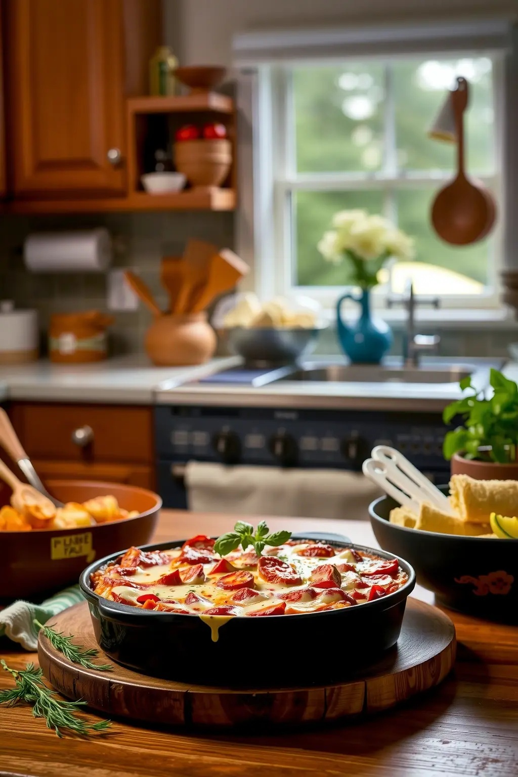 Garden of Eden Moussaka - A vegetarian delight that&rsquo;s bursting with seasonal veggies, this moussaka will have you questioning why you ever ate meat in the first place. Think zucchini, peppers, and a hint of mint, all topped with a herby b&eacute;chamel that might just lead to enlightenment.