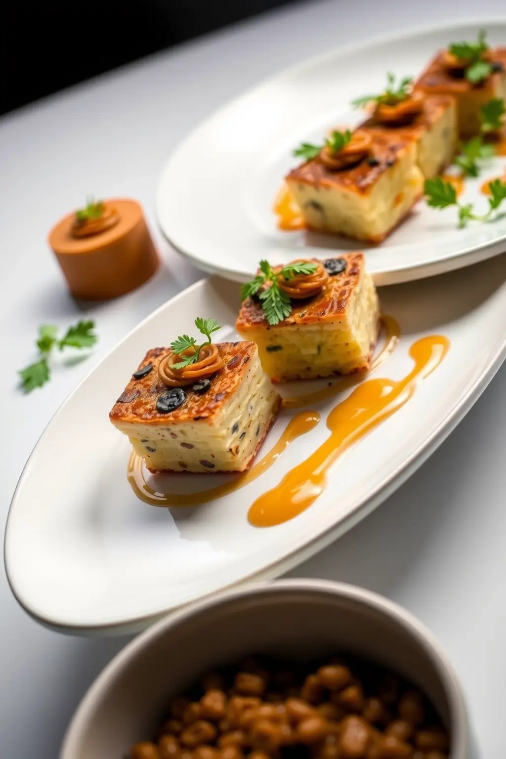 Herbaceous Canvas - An exquisite array of crisp arugula and peppery watercress forms the foundation, adorned with scattered edible blossoms and toasted seeds. Dressed in a fragrant herb vinaigrette, this creation invites you to relish the art of simple indulgence.
