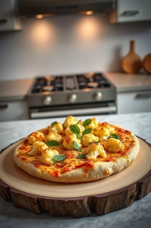 Mummy's Cauliflower Pizza - A ghoulishly delightful cauliflower crust adorned with mozzarella bandages, and pepperoni eyes peeking from beneath. This healthier twist on a Halloween classic is sure to have your kids howling for more!