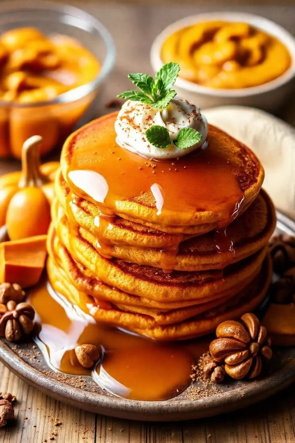 Pumpkin Patch Pancake Stacks - Fluffy pancakes filled with pumpkin goodness and a sprinkle of cinnamon. Stack them high and drizzle with maple syrup for a tall, dreamy breakfast that says ‘I’m ready for fall!’