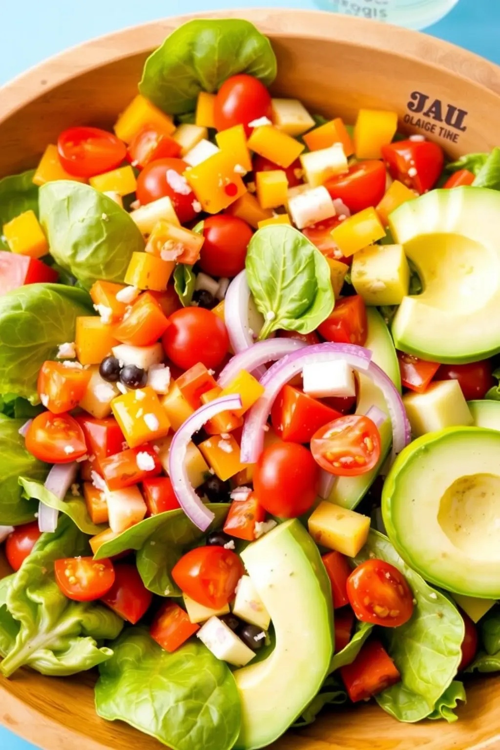 Mosaic Medley Salad - A dazzling array of heirloom tomatoes, creamy burrata, and fresh basil, drizzled with a honey-balsamic glaze that winks at your taste buds. Each forkful is a celebration of summer's bounty—a salad so stunning, guests will be snapping photos instead of eating.