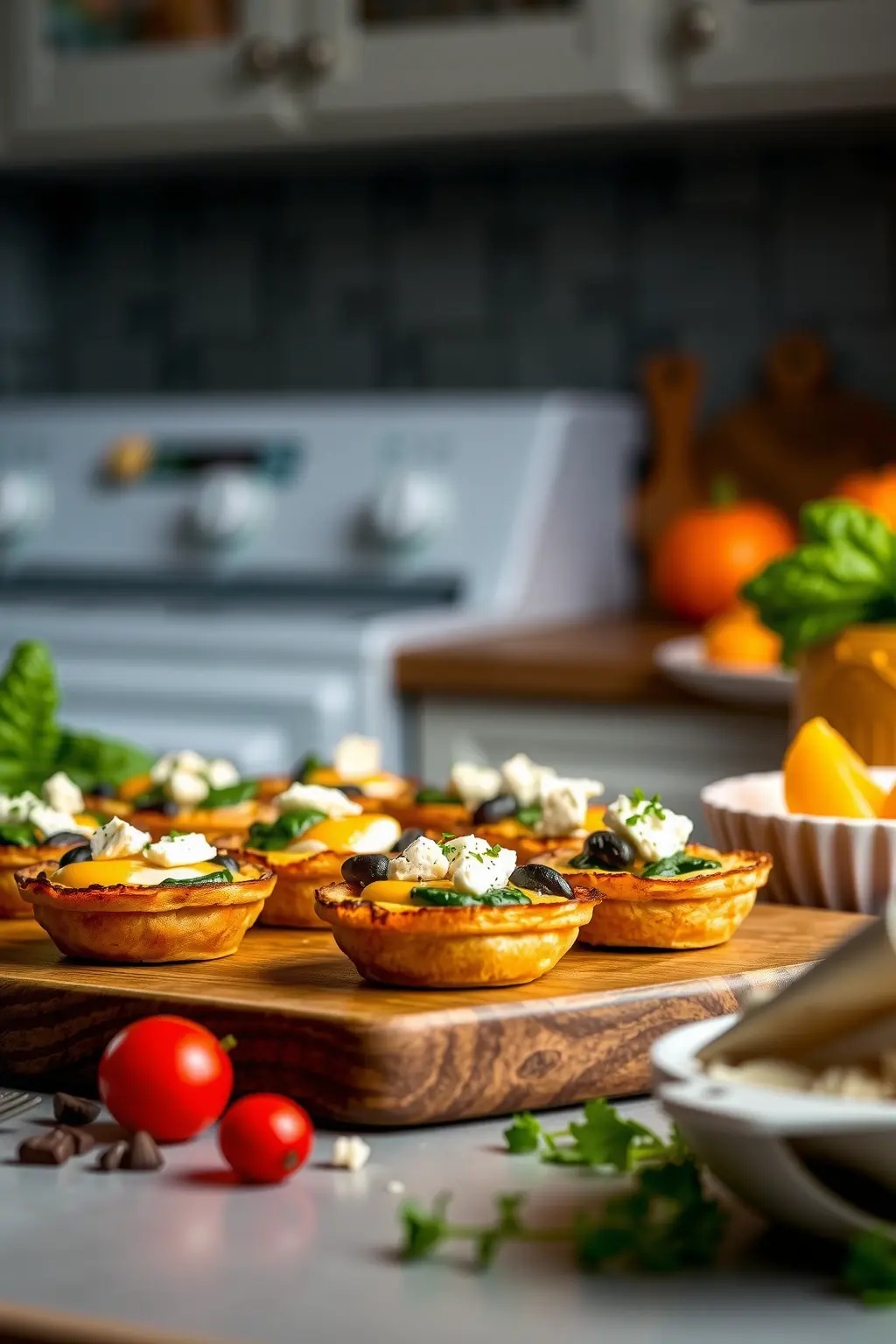 Savory Egg Bites with Spinach & Feta - Miniature souffl&eacute;s of eggs, cradling vibrant spinach and tangy feta, baked to golden perfection. These bites are a savory sonnet, perfect for an elegant midday repast.