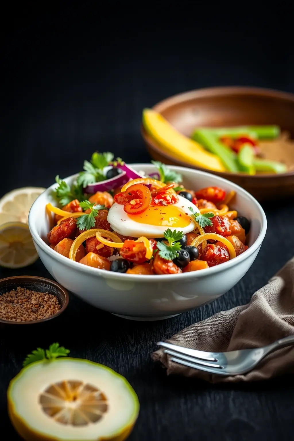 Savory Sunshine Bowl - Think of this bowl as a sun-drenched day on a plate, featuring farro with crispy chickpeas and a dollop of hummus that&rsquo;s practically begging for a sun hat.