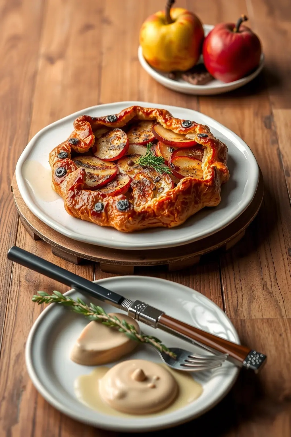 Spiced Apple Galette: Rustic Elegance - This freeform tart flaunts sweet, spiced apples nestled in a flaky, buttery crust. It’s the perfect blend of sophistication and comfort, like a hug from your favorite sweater.