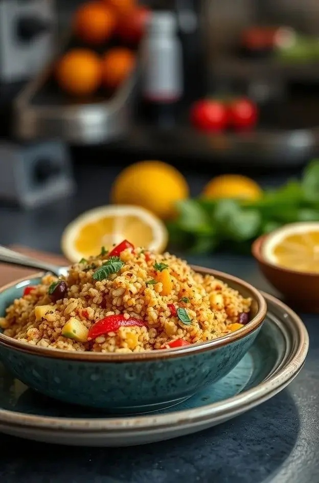 Spicy Citrus Quinoa Bliss - Dive into a delightful mix of spiced quinoa, vibrant bell peppers, and a citrusy dressing that dances on the palate. This bowl brings warmth and zing, perfect for those who crave a little adventure in their meal.