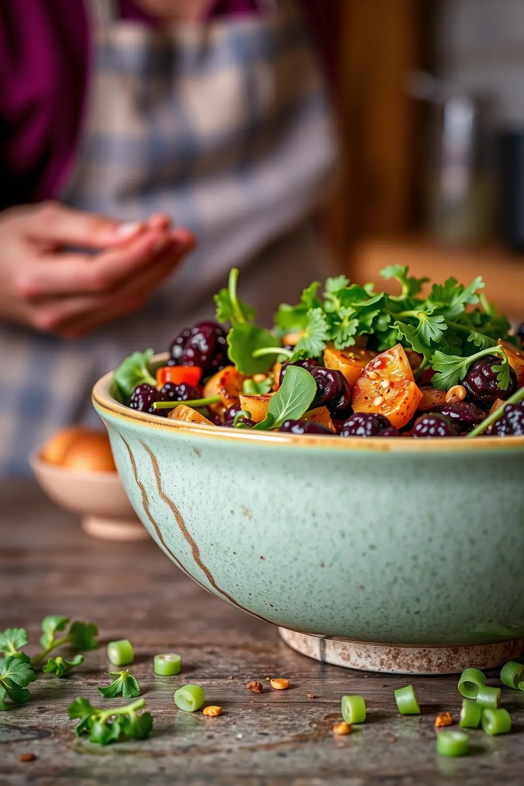 Verdant Harmony Bowl - A symphony of tender kale, roasted butternut squash, and earthy quinoa, crowned with a zesty tahini drizzle that dances on the palate. Each layer sings of health and vibrancy, inviting you to bask in its nourishing glow.