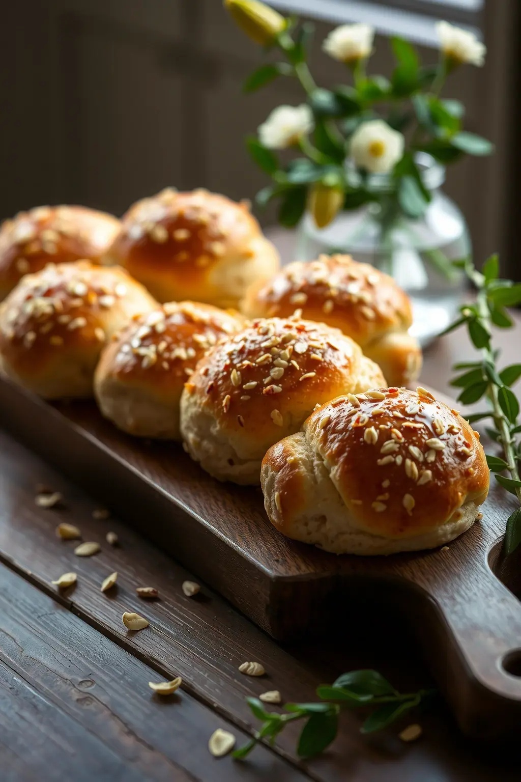 Whimsical Honey Oat Dinner Rolls - Soft, fluffy, and subtly sweet, these dinner rolls are a warm embrace for your dinner table. Infused with honey and adorned with a sprinkle of oats, they beckon you to linger over your meal, turning every bite into a moment worth savoring.