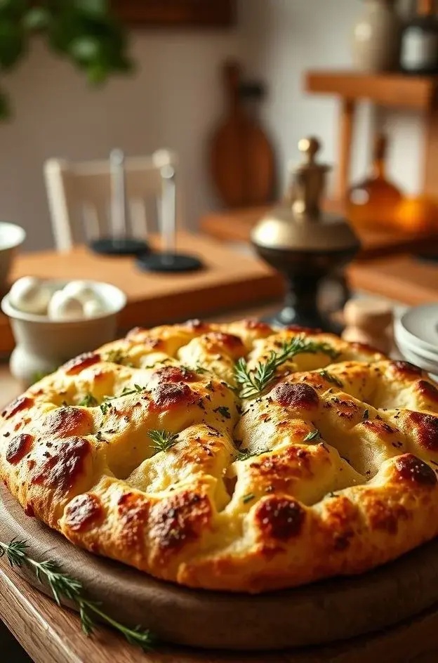 Garlic Embrace Focaccia - Let the warmth of roasted garlic and a sprinkle of coarse sea salt wrap around your senses like a cozy blanket. This focaccia is more than food; it&rsquo;s a hug on a platter, perfect for sharing with loved ones.