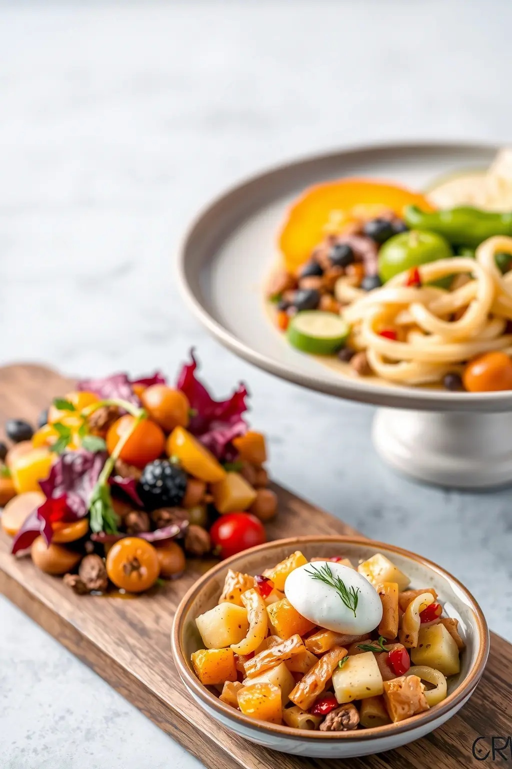 Harvest Moon Medley - Roasted sweet potatoes and earthy beets dance together with quinoa and fresh herbs, topped with a zesty citrus vinaigrette that brightens every bite.